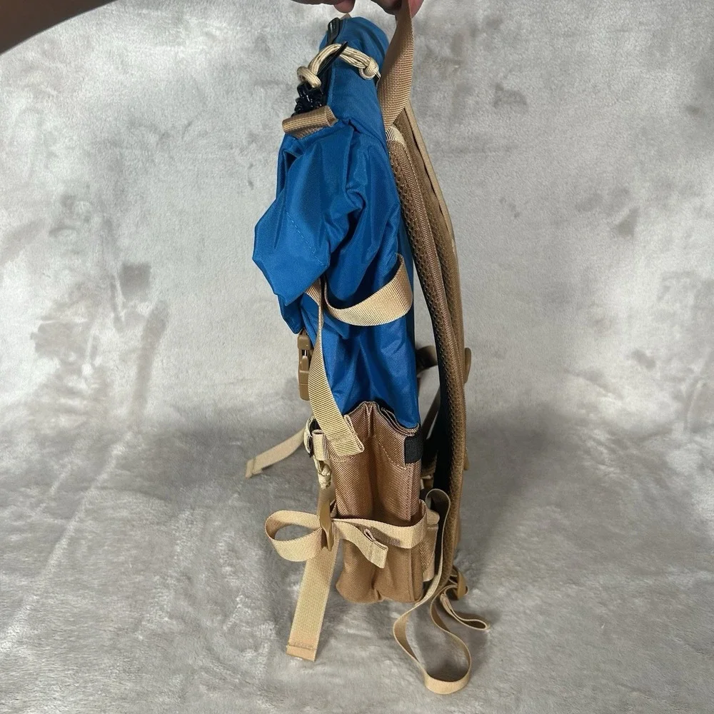 New Topo Designs Rover Pack Backpack Blue Tan Roll Top Laptop Hiking Travel Bag